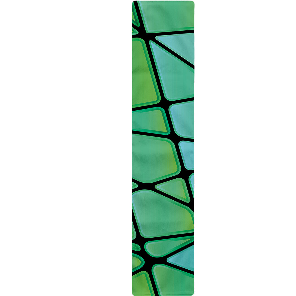 Teal Stained Glass Mosaic Print Table Runner