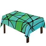 Teal Stained Glass Mosaic Print Tablecloth