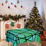 Teal Stained Glass Mosaic Print Tablecloth