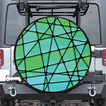 Teal Stained Glass Mosaic Print Tire Cover