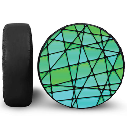 Teal Stained Glass Mosaic Print Tire Cover