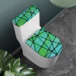 Teal Stained Glass Mosaic Print Toilet Lid And Tank Cover Set