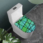 Teal Stained Glass Mosaic Print Toilet Lid Cover