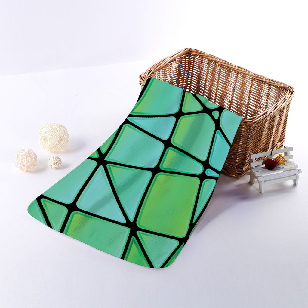 Teal Stained Glass Mosaic Print Towel