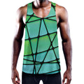 Teal Stained Glass Mosaic Print Men's Workout Tank Top