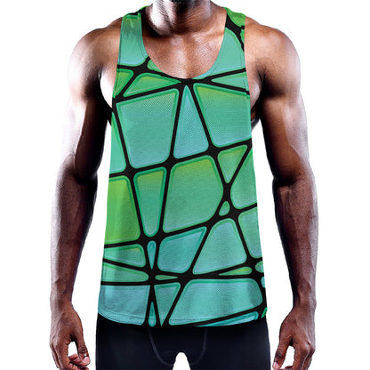 Teal Stained Glass Mosaic Print Training Tank Top