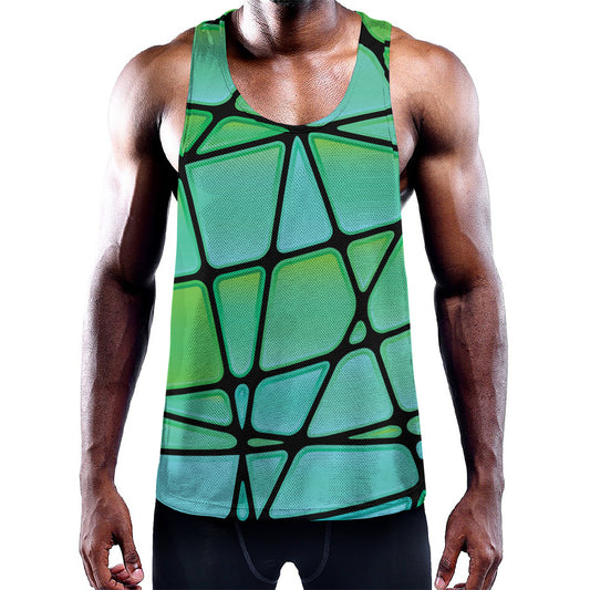 Teal Stained Glass Mosaic Print Training Tank Top