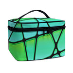 Teal Stained Glass Mosaic Print Travel Makeup Bag