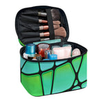 Teal Stained Glass Mosaic Print Travel Makeup Bag