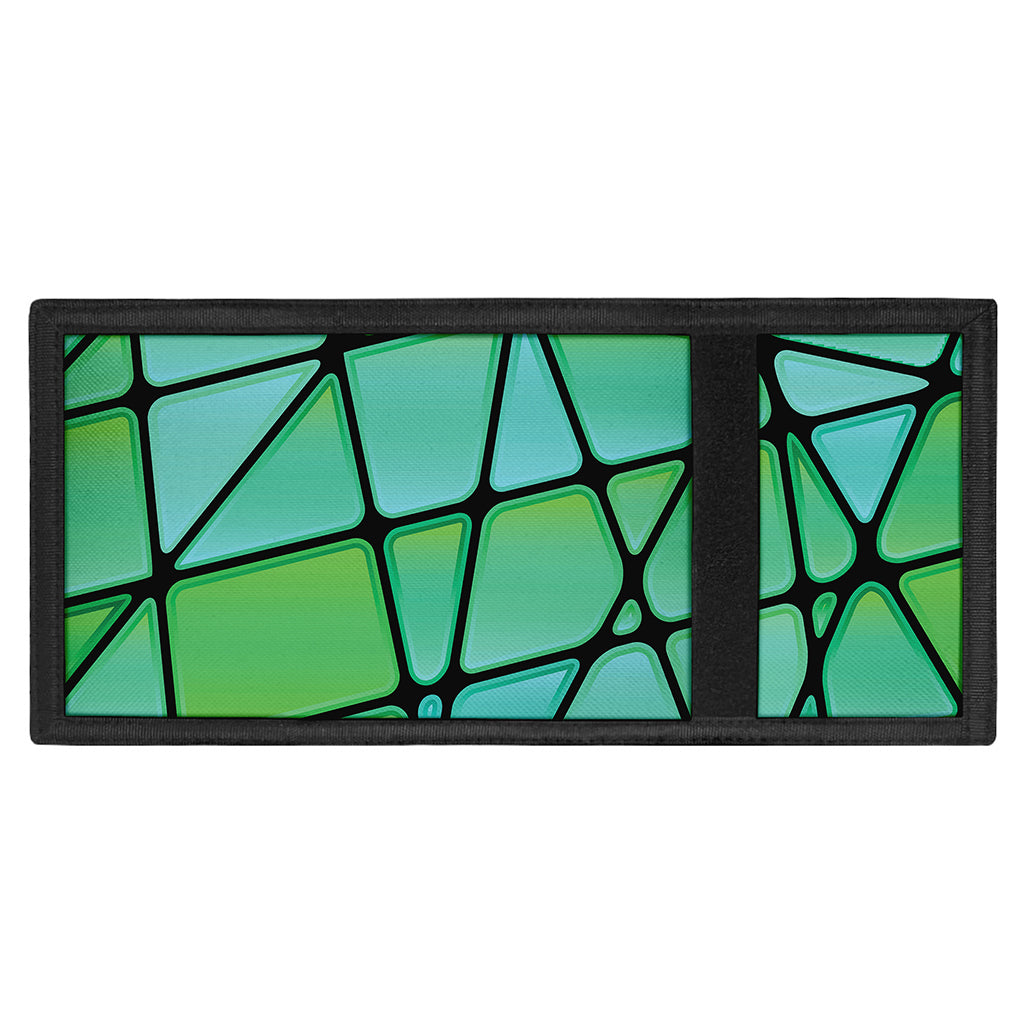Teal Stained Glass Mosaic Print Trifold Wallet