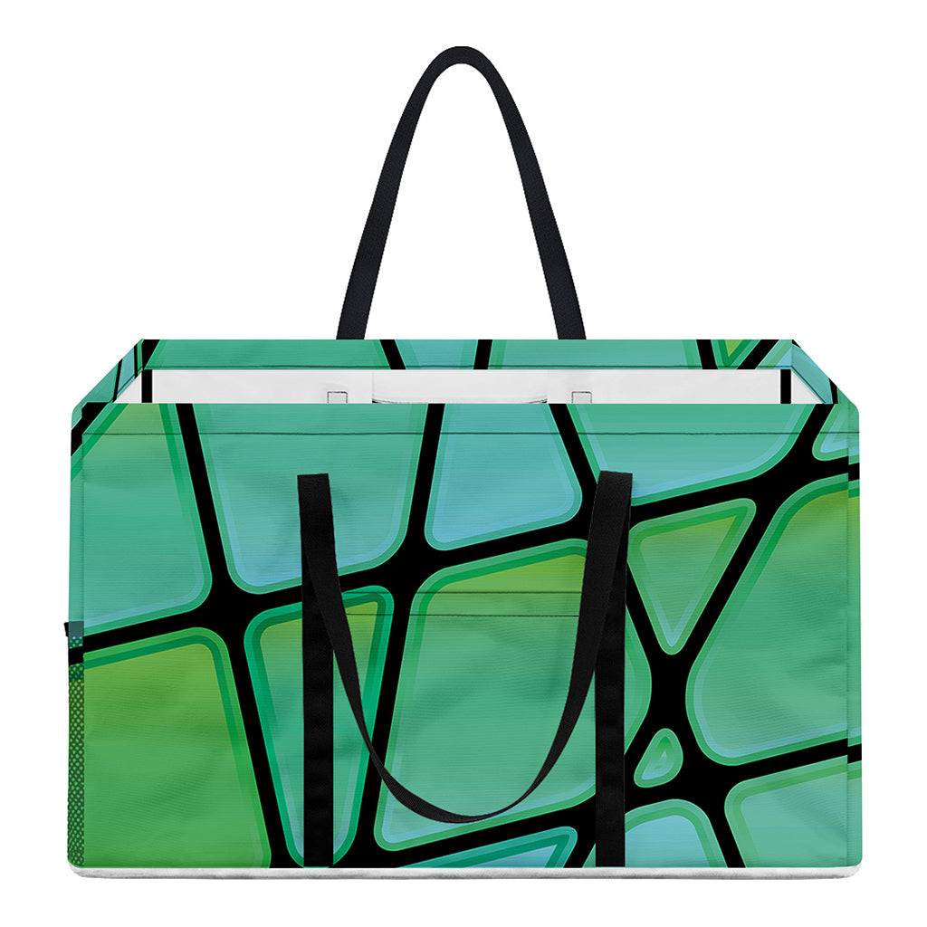 Teal Stained Glass Mosaic Print Utility Tote Bag