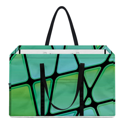 Teal Stained Glass Mosaic Print Utility Tote Bag
