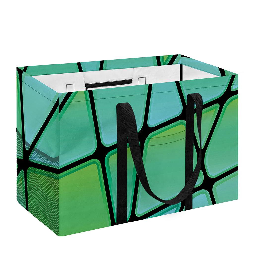 Teal Stained Glass Mosaic Print Utility Tote Bag