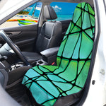 Teal Stained Glass Mosaic Print Waterproof Car Seat Cover