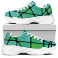 Teal Stained Glass Mosaic Print White Chunky Shoes
