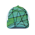Teal Stained Glass Mosaic Print White Mesh Trucker Hat