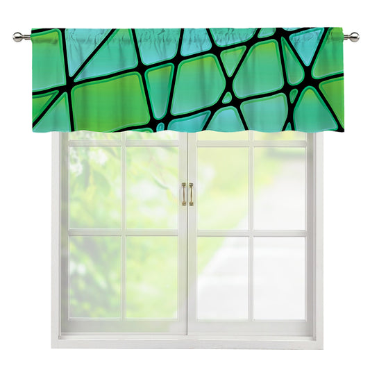 Teal Stained Glass Mosaic Print Window Valance
