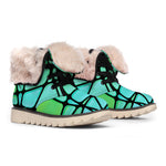 Teal Stained Glass Mosaic Print Winter Boots