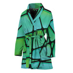 Teal Stained Glass Mosaic Print Women's Bathrobe