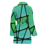 Teal Stained Glass Mosaic Print Women's Bathrobe