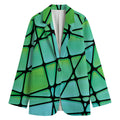 Teal Stained Glass Mosaic Print Women's Blazer