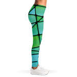 Teal Stained Glass Mosaic Print Women's Leggings