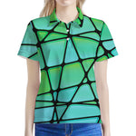 Teal Stained Glass Mosaic Print Women's Polo Shirt
