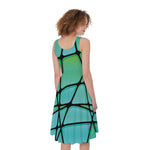 Teal Stained Glass Mosaic Print Women's Sleeveless Dress