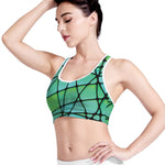 Teal Stained Glass Mosaic Print Women's Sports Bra