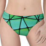 Teal Stained Glass Mosaic Print Women's Thong
