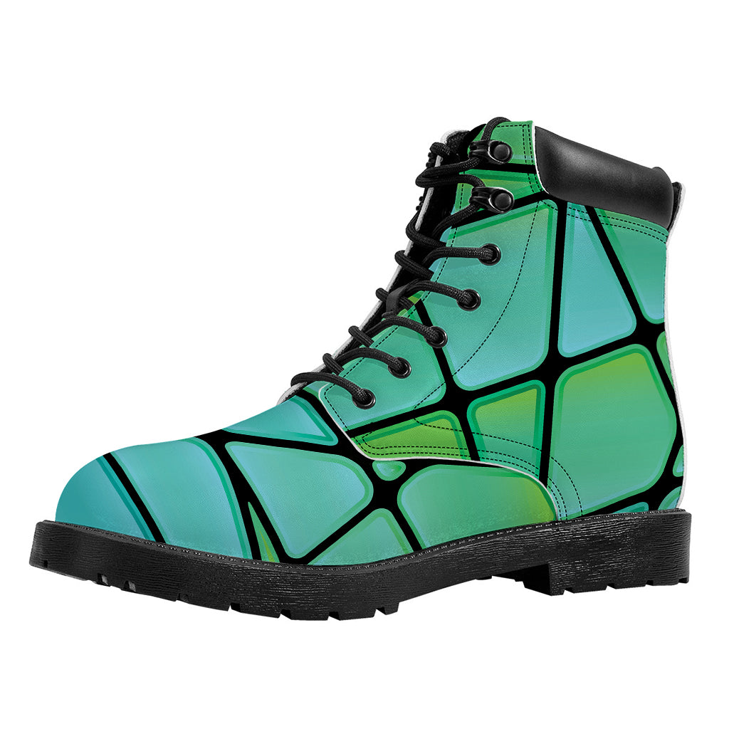 Teal Stained Glass Mosaic Print Work Boots
