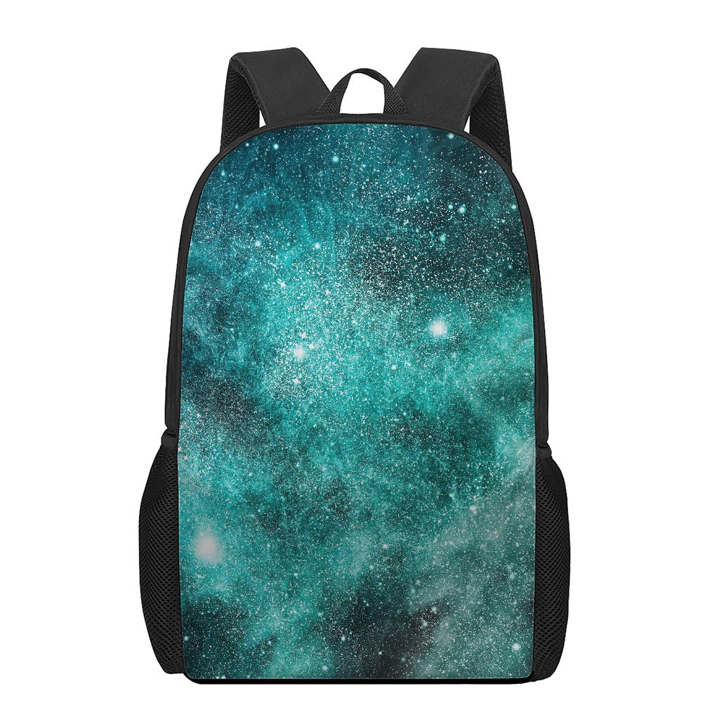 Teal Stardust Galaxy Space Print 17 Inch Backpack