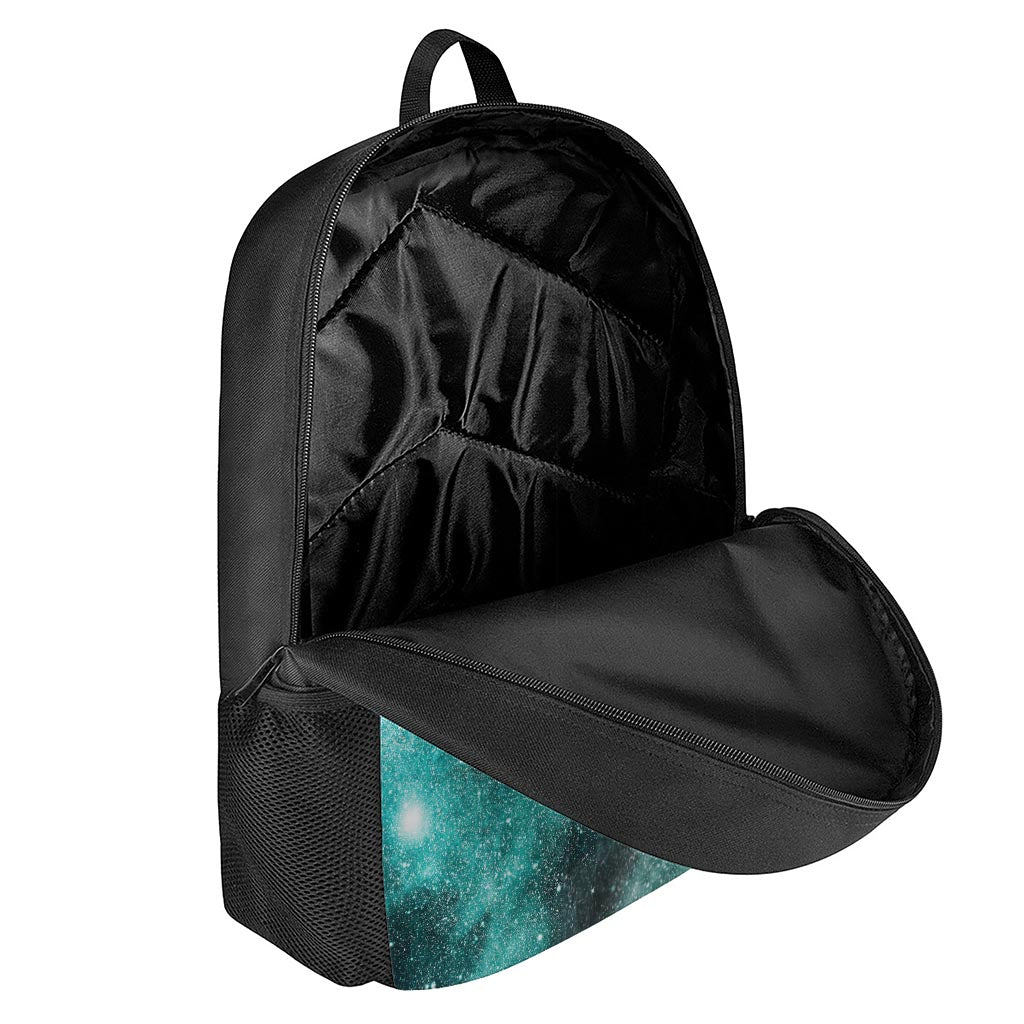 Teal Stardust Galaxy Space Print 17 Inch Backpack