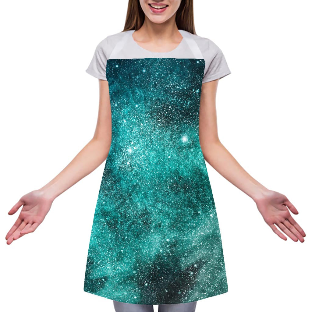 Teal Stardust Galaxy Space Print Adjustable Apron
