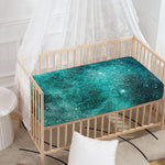 Teal Stardust Galaxy Space Print Baby Crib Sheet