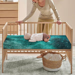 Teal Stardust Galaxy Space Print Baby Crib Sheet