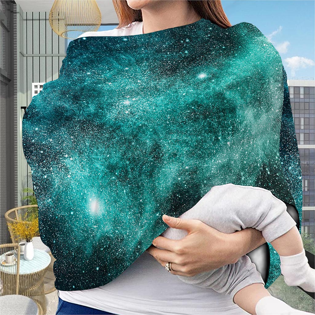 Teal Stardust Galaxy Space Print Baby Seat Cover