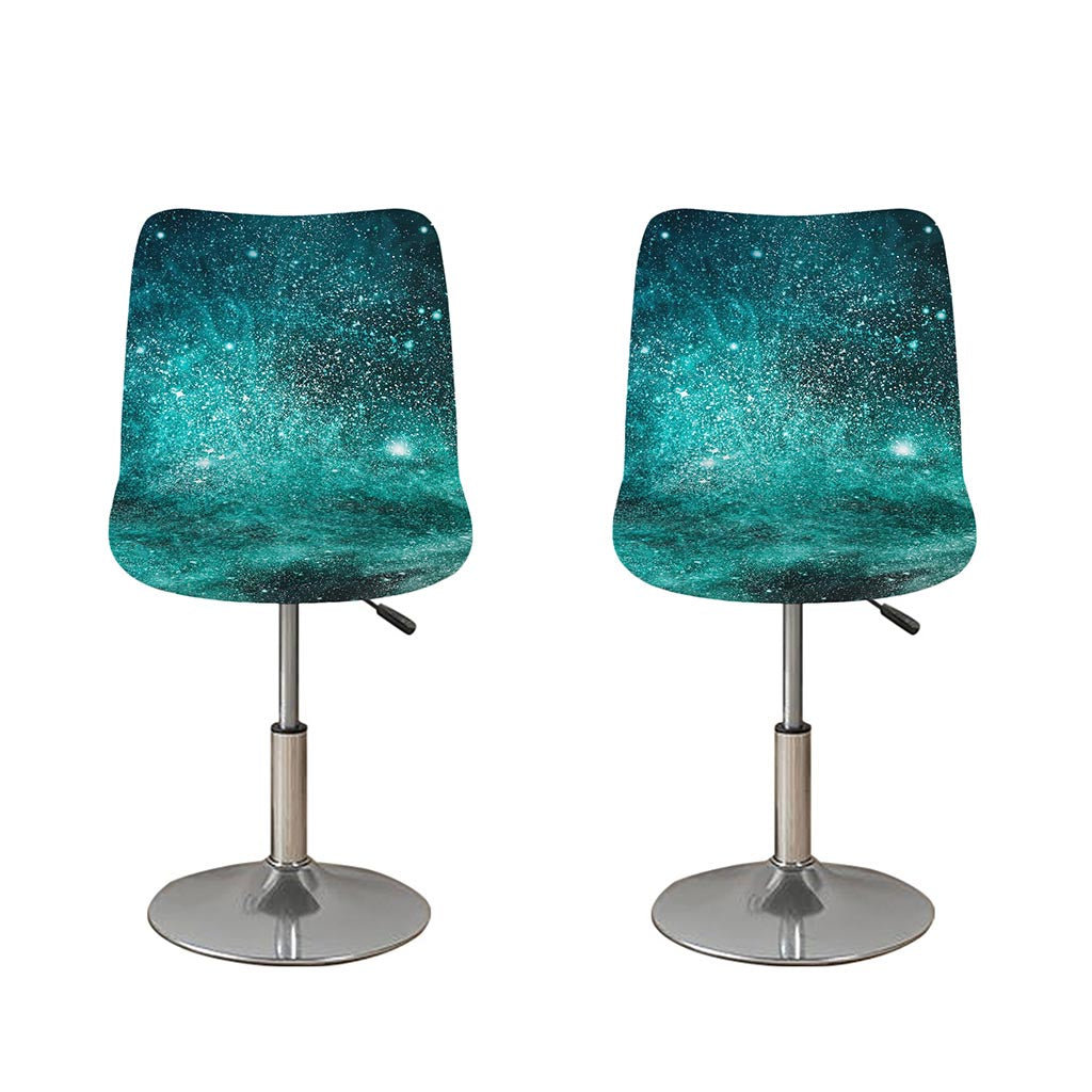Teal Stardust Galaxy Space Print Bar Stool Covers