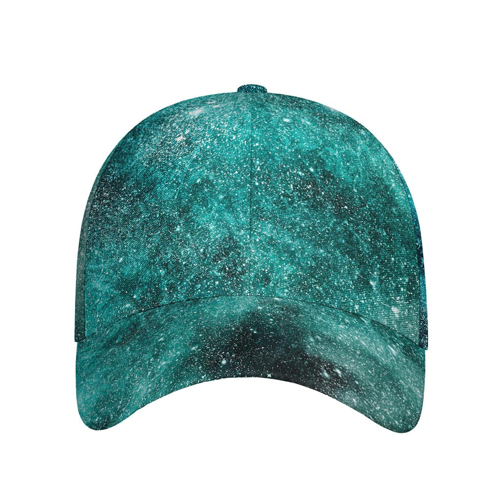 Teal Stardust Galaxy Space Print Baseball Cap