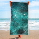 Teal Stardust Galaxy Space Print Beach Towel