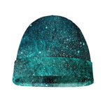 Teal Stardust Galaxy Space Print Beanie