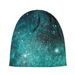 Teal Stardust Galaxy Space Print Beanie