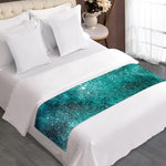 Teal Stardust Galaxy Space Print Bed Runner