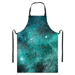 Teal Stardust Galaxy Space Print Bib Apron With Pocket