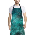 Teal Stardust Galaxy Space Print Bib Apron With Pocket