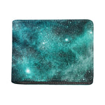 Teal Stardust Galaxy Space Print Bifold Wallet