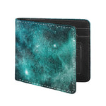 Teal Stardust Galaxy Space Print Bifold Wallet