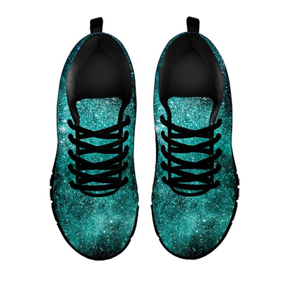 Teal Stardust Galaxy Space Print Black Running Shoes