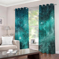Teal Stardust Galaxy Space Print Dimout Grommet Curtains