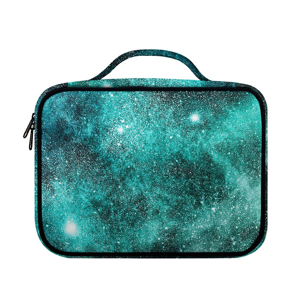 Teal Stardust Galaxy Space Print Briefcase Bible Bag